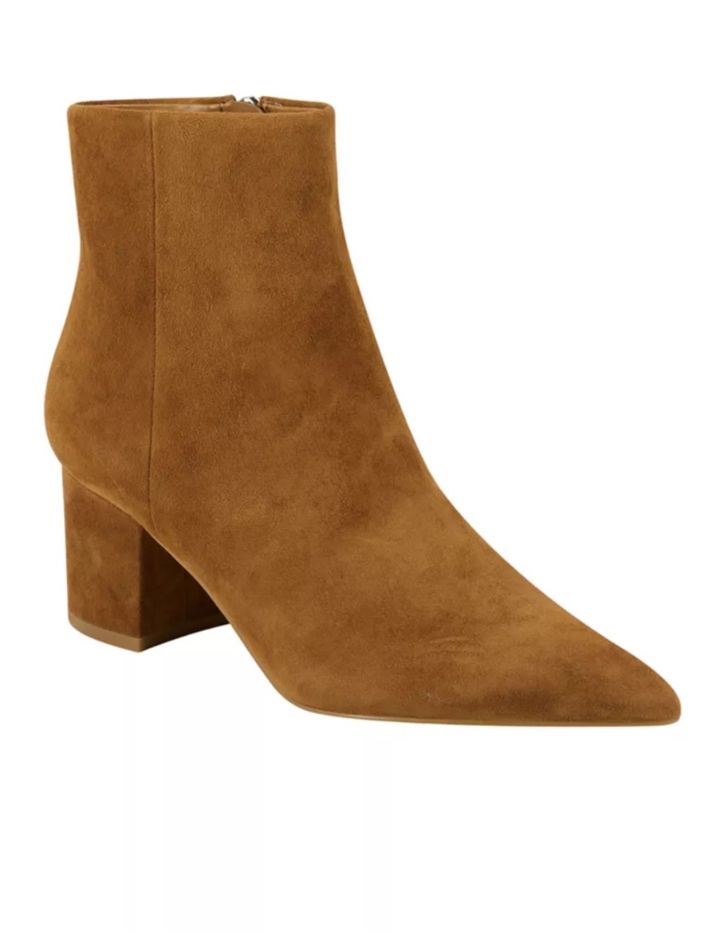 Marc Fisher LTD Jarli Pointy Ankle Boots Suede Camel Brown Tan Booties Size 7.5